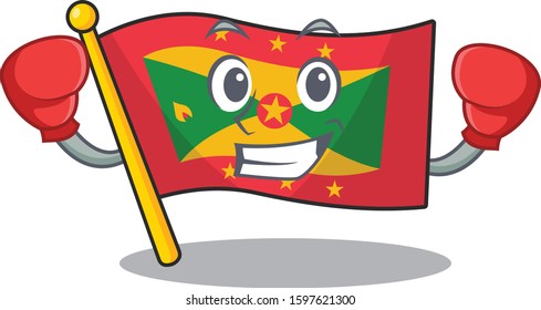 Happy Boxing flag grenada Scroll mascot character style