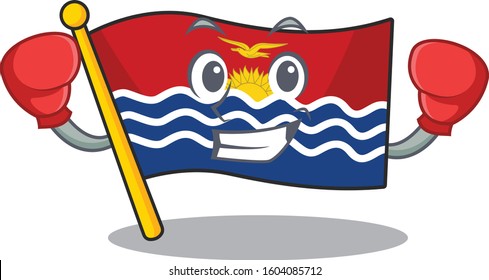 Happy Boxing flag kiribati Scroll mascot character style
