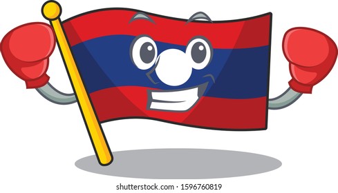 Happy Boxing flag laos Scroll mascot character style