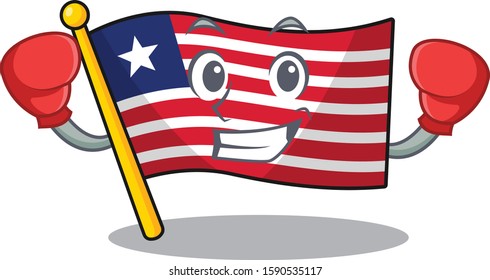 Happy Boxing flag liberia Scroll mascot character style