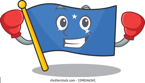 Happy Boxing flag micronesia Scroll mascot character style