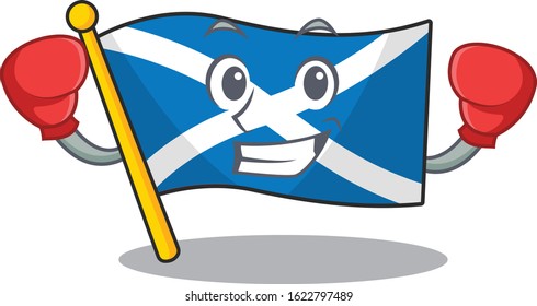 Happy Boxing flag scotland Scroll mascot character style
