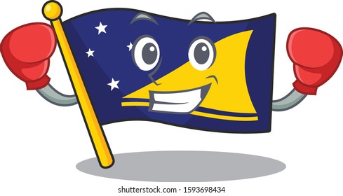 Happy Boxing flag tokelau Scroll mascot character style