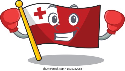 Happy Boxing flag tonga Scroll mascot character style