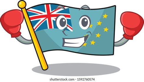 Happy Boxing flag tuvalu Scroll mascot character style