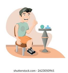 Niño feliz después de la vacunación. Ilustración vectorial