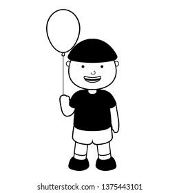 Happy boy with a balloon icon. Vector illustration design