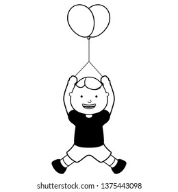 Happy boy with balloons icon. Vector illustration design