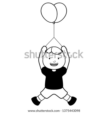 Happy boy with balloons icon. Vector illustration design
