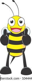 Happy Boy Bee Cartoon With Two Thumbs Up