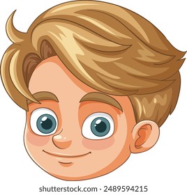 Happy boy with big eyes and blond hair