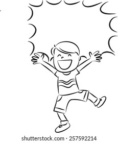 happy boy with blank speech bubble