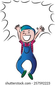 happy boy with blank speech bubble