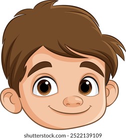 Happy boy with brown hair and big eyes