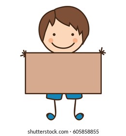 happy boy with card icon, vector illustration design