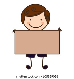 happy boy with card icon, vector illustration design