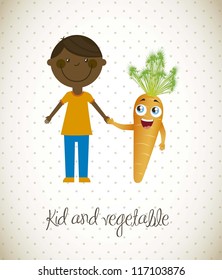 happy boy with carrot vegetable. vector illustration