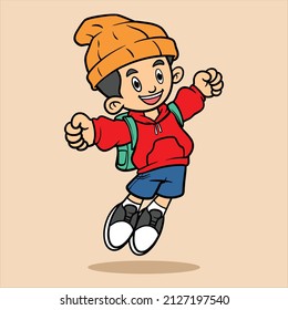 happy boy cartoon for commercial use