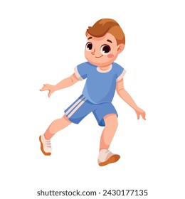 Happy Boy Character Running Do Sport and Physical Body Training Vector Illustration