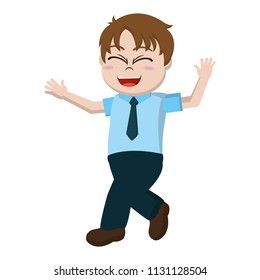 happy boy child with hands up