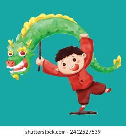 Happy boy, Chinese New Year 2024 the year of the dragon