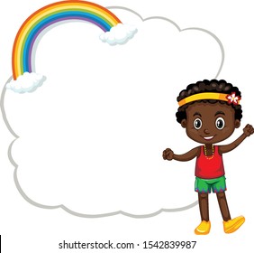 Dibujo de cuadro de niño feliz y nube