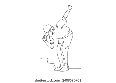 A happy boy dances at a party. Dancing one-line drawing