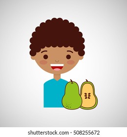 happy boy with delicious orange fruit design vector illustration eps 10