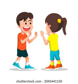 Happy Boy Doing Double High Five Stock Vector (Royalty Free) 2045441150 ...