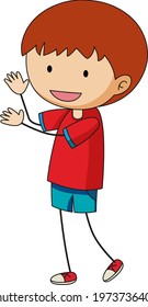 Happy boy doodle cartoon character isolated illustration