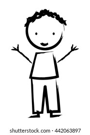 happy boy drawn isolated icon design