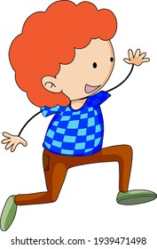 Happy boy enjoy dancing doodle cartoon character illustration