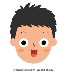 Niño feliz enfrenta emoción. Niña excitada clipart. La expresión emocional se acerca. avatar de joven. Ilustración del vector