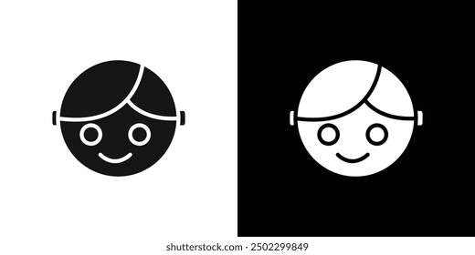 Happy boy face icon logo set vector
