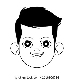 happy boy face icon over white background, flat design, vector illustration