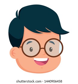 happy boy face on white background vector illustration