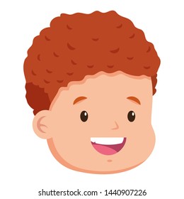 happy boy face on white background vector illustration