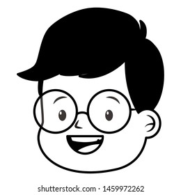 happy boy face on white background vector illustration