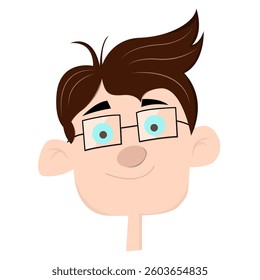 happy boy face on white background vector illustration