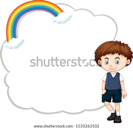 Happy boy and frame template illustration