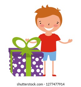 happy boy with gift box