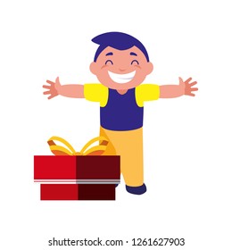 happy boy with gift box celebration