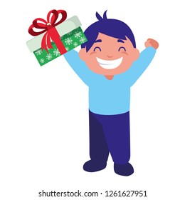 happy boy with gift box celebration