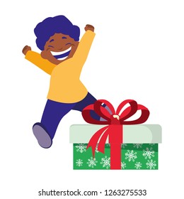 happy boy with gift box celebration
