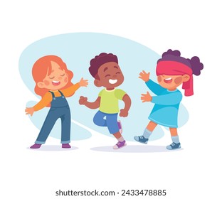 Happy Boy and Girl Playing Hide and Seek Game Having Fun Vector Illustration