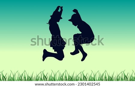 Happy boy and gril outdoor