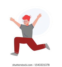 Happy Boy Happily Jumping, Smiling Child Having Fun Vector Illustration