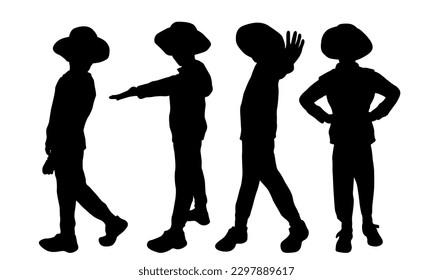 Happy boy with hat silhouette