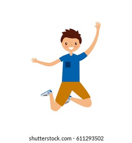 happy boy having fun over white background. colorful design. vector illustration