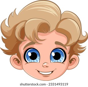 Happy boy head cartoon illustration